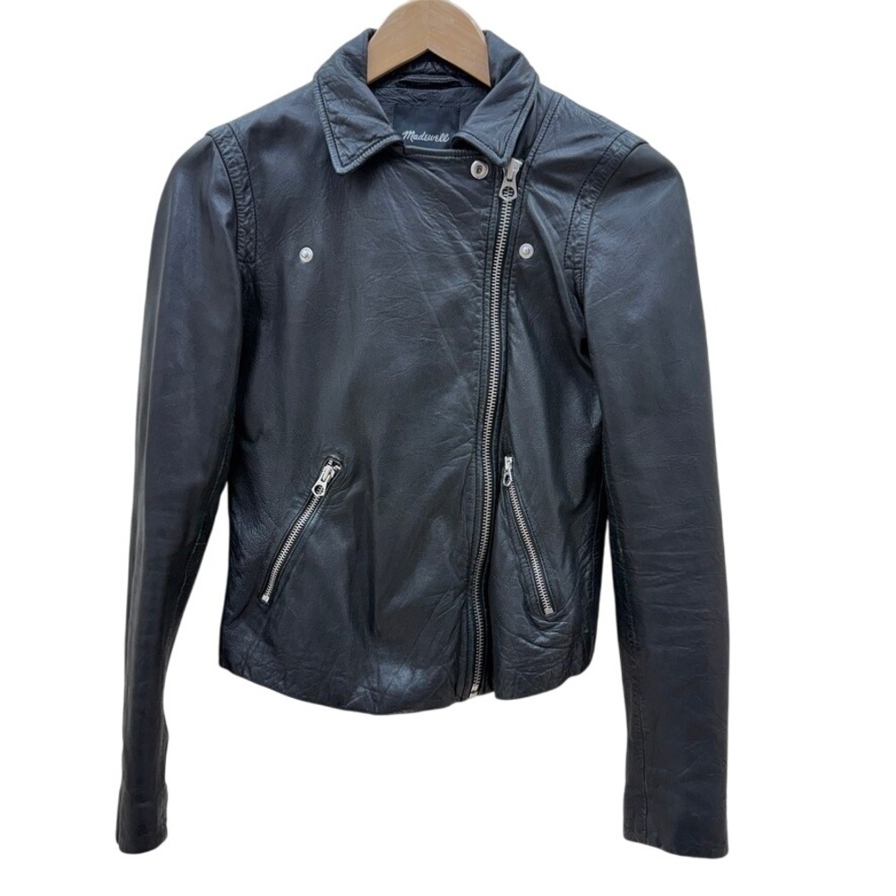 Madewell The Washed Leather‎ Motorcycle Jacket Women XS Grunge Edgy Soft Moto